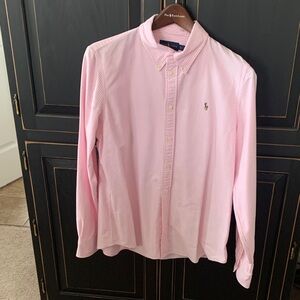 Ralph Lauren Pink and White Striped Button Down Shirt for Women